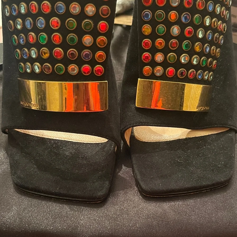 Vintage Sergio Rossi 
105mm Black Embellished Heeled
Women's Mules - Picture 8 of 8